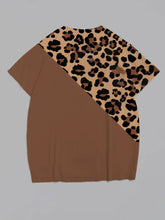 Women's Plus Size Family Leopard Print Round Neck Short Sleeve T-Shirt